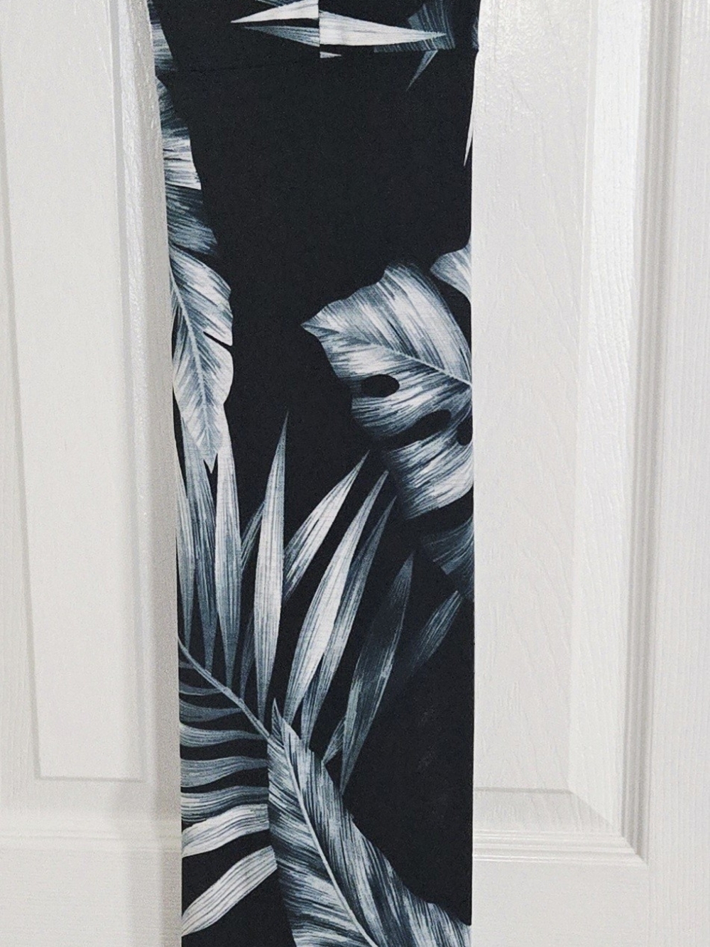 Windsor Black and White Tropical Leaf Curtain Panel